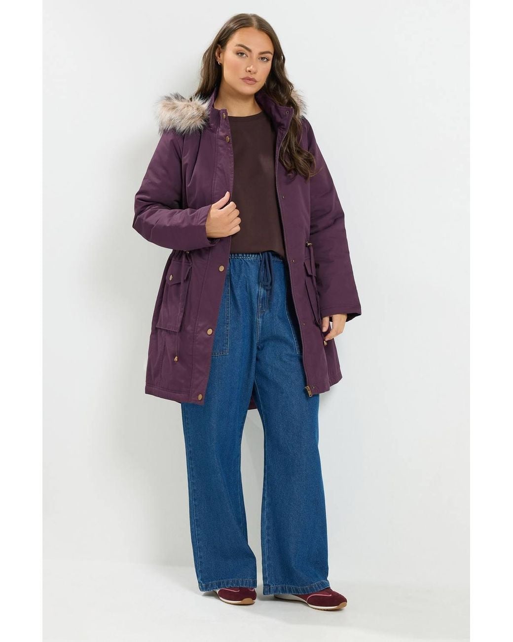 Yours Purple Faux Fur Parka Coat