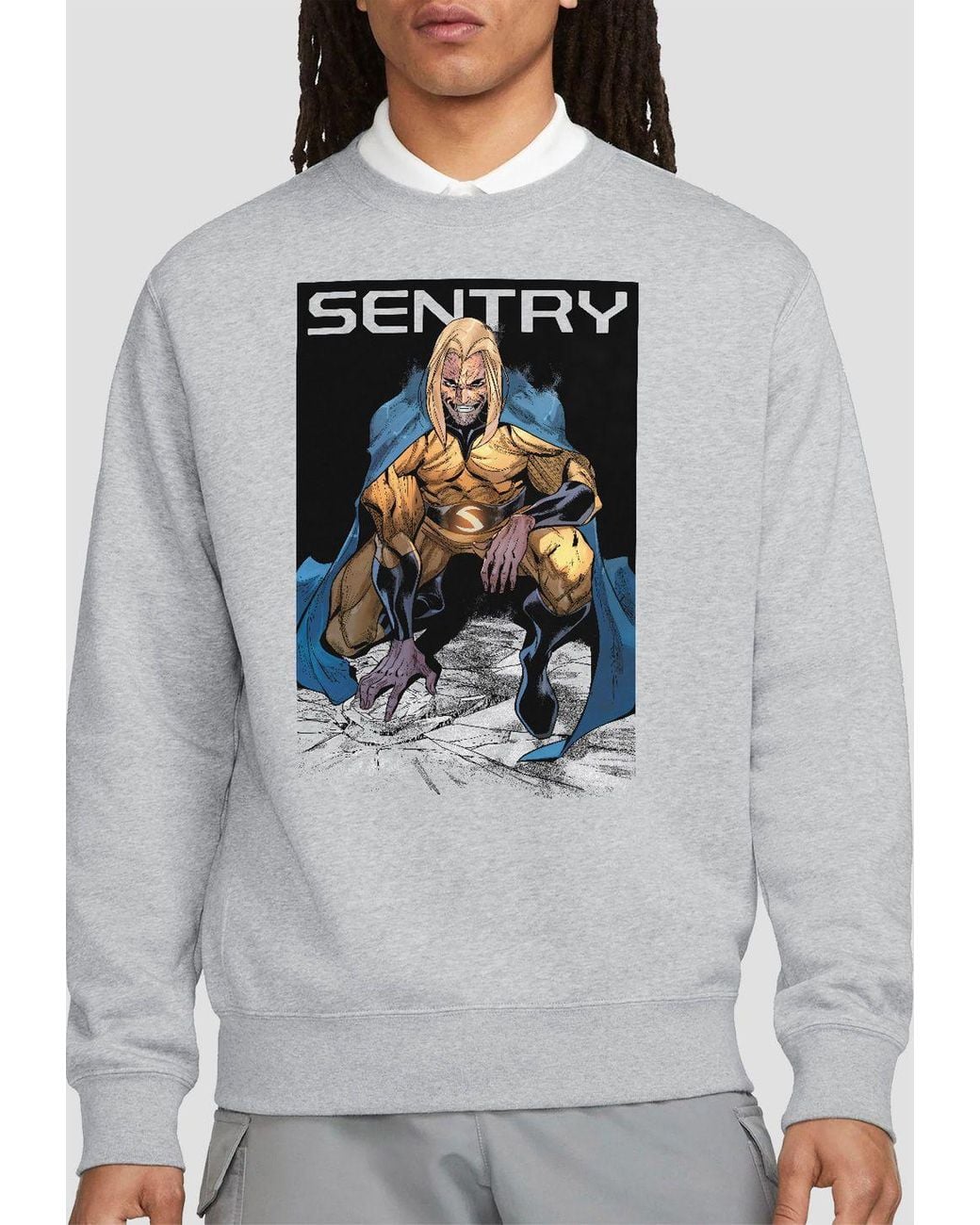 Marvel Gray Comics Sentry Void Grin Sweatshirt, Athletic Heather