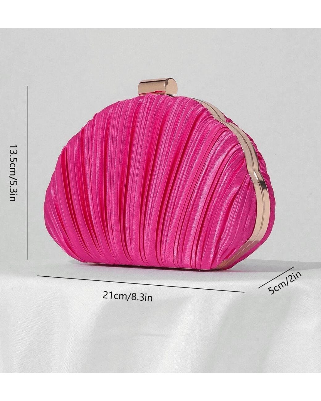 AJVANI Pink Evening Pleated Satin Prom Party Bag
