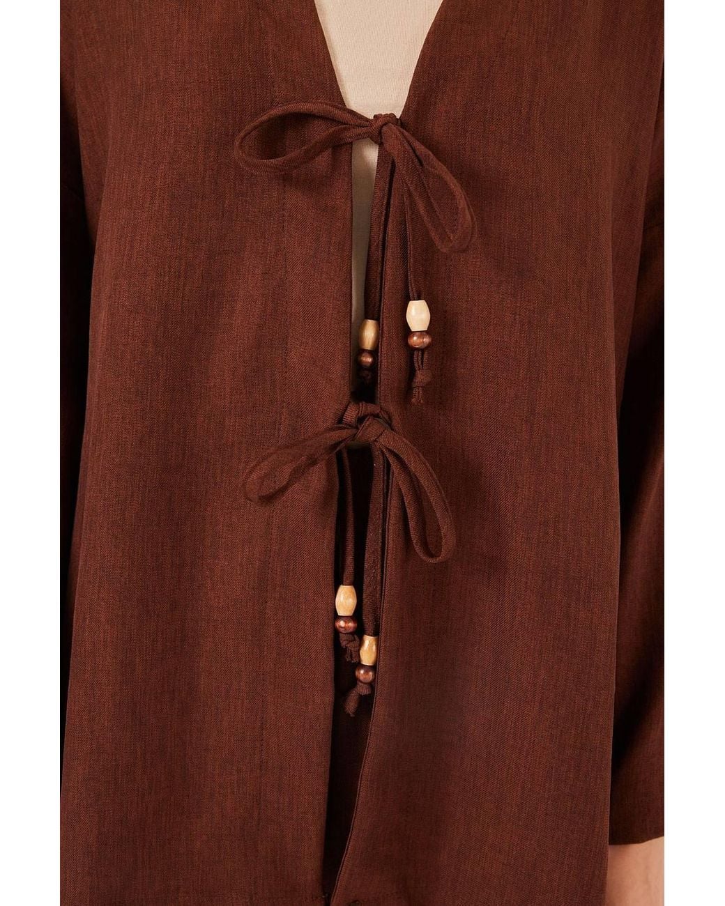 Bigdart Brown V-Neck Cardigan & Wide Leg Pants Set