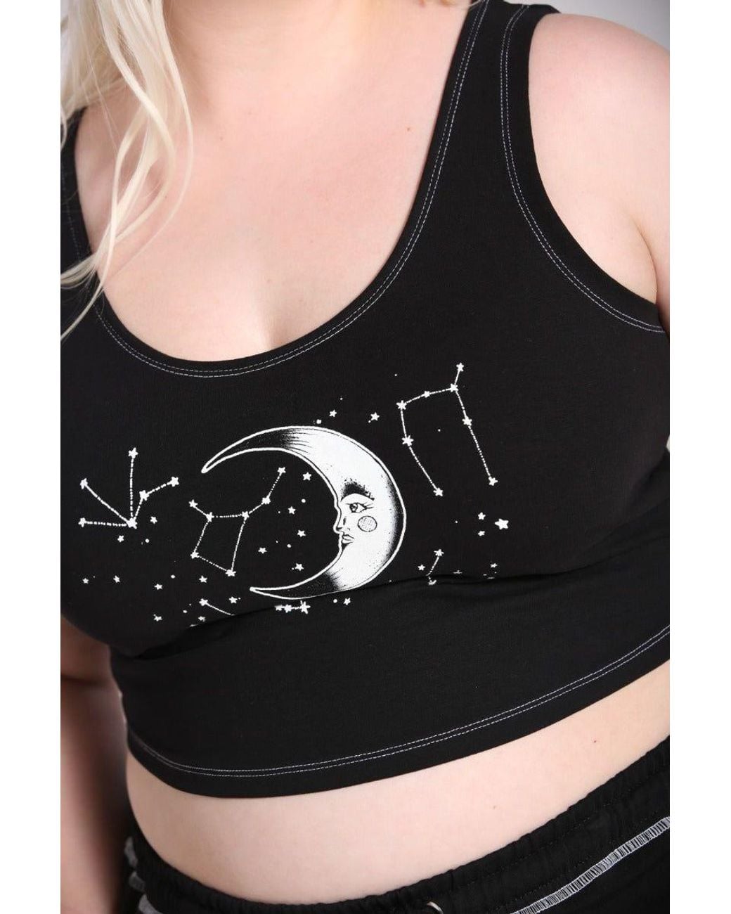 Hell Bunny Black Solaris Printed Loungewear Crop Top