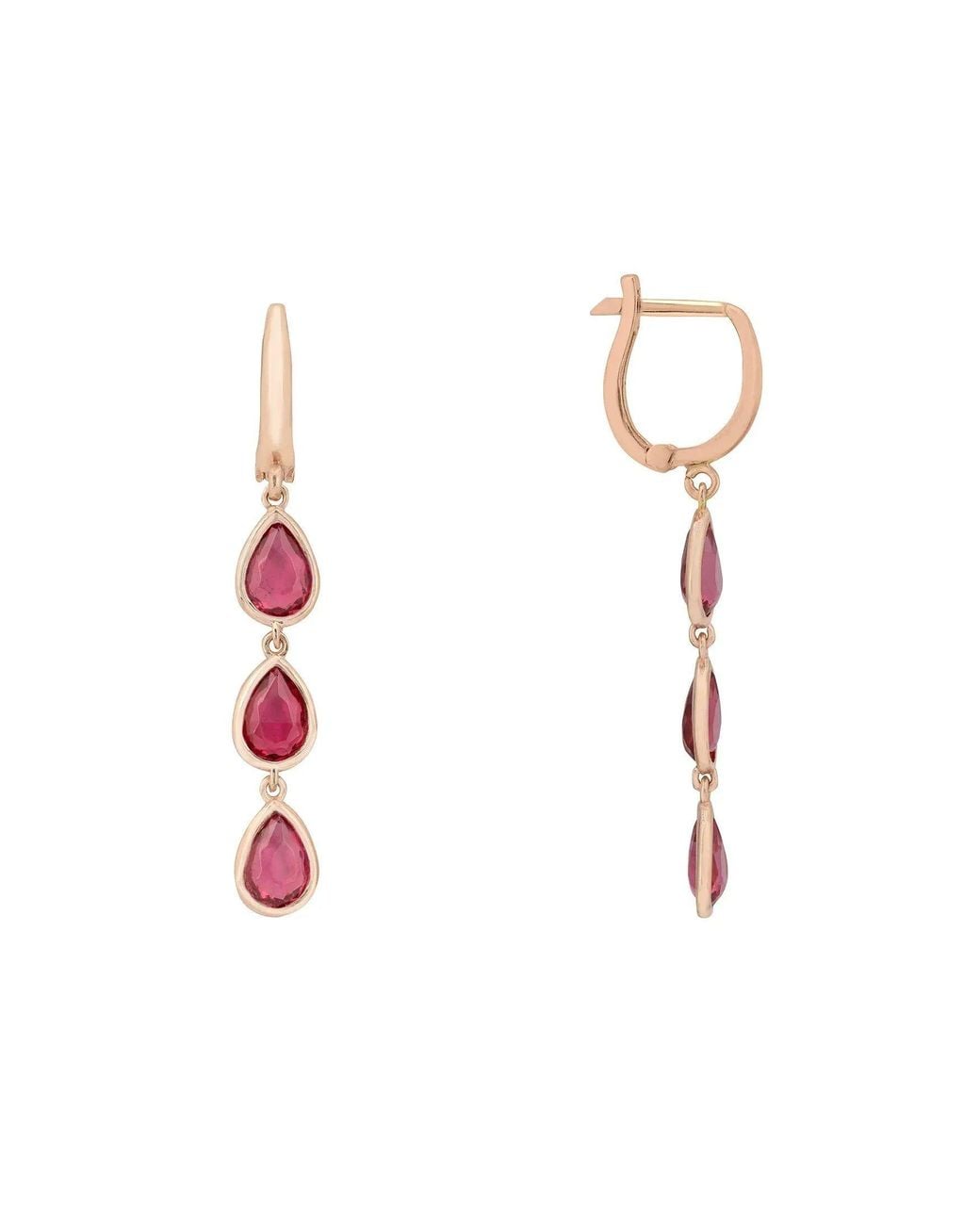 Latelita London White Sardinia Triple Teardrop Earrings Rosegold Tourmaline