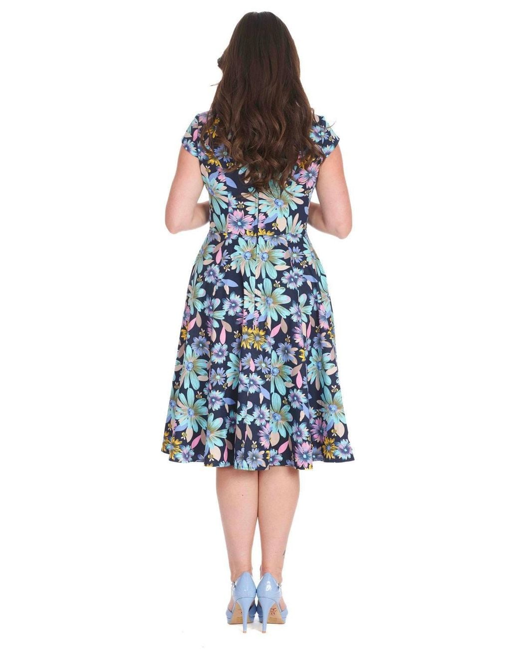 Banned Retro Blue Summer Bee Swing Dress