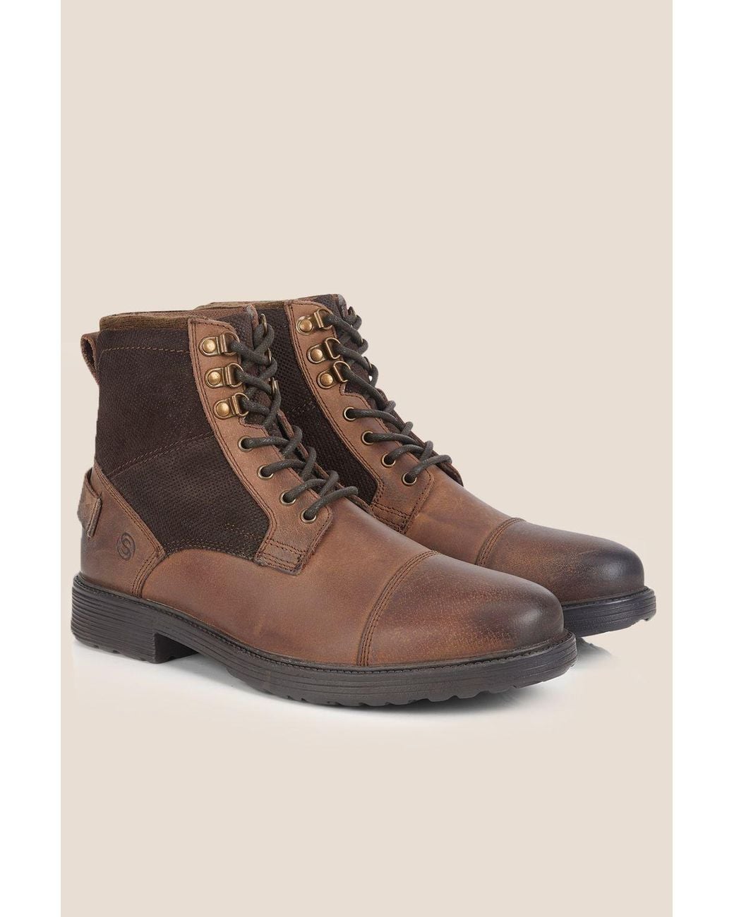 Silver Street London Brown Greyfriars Leather Lace Up Ankle Boots for men
