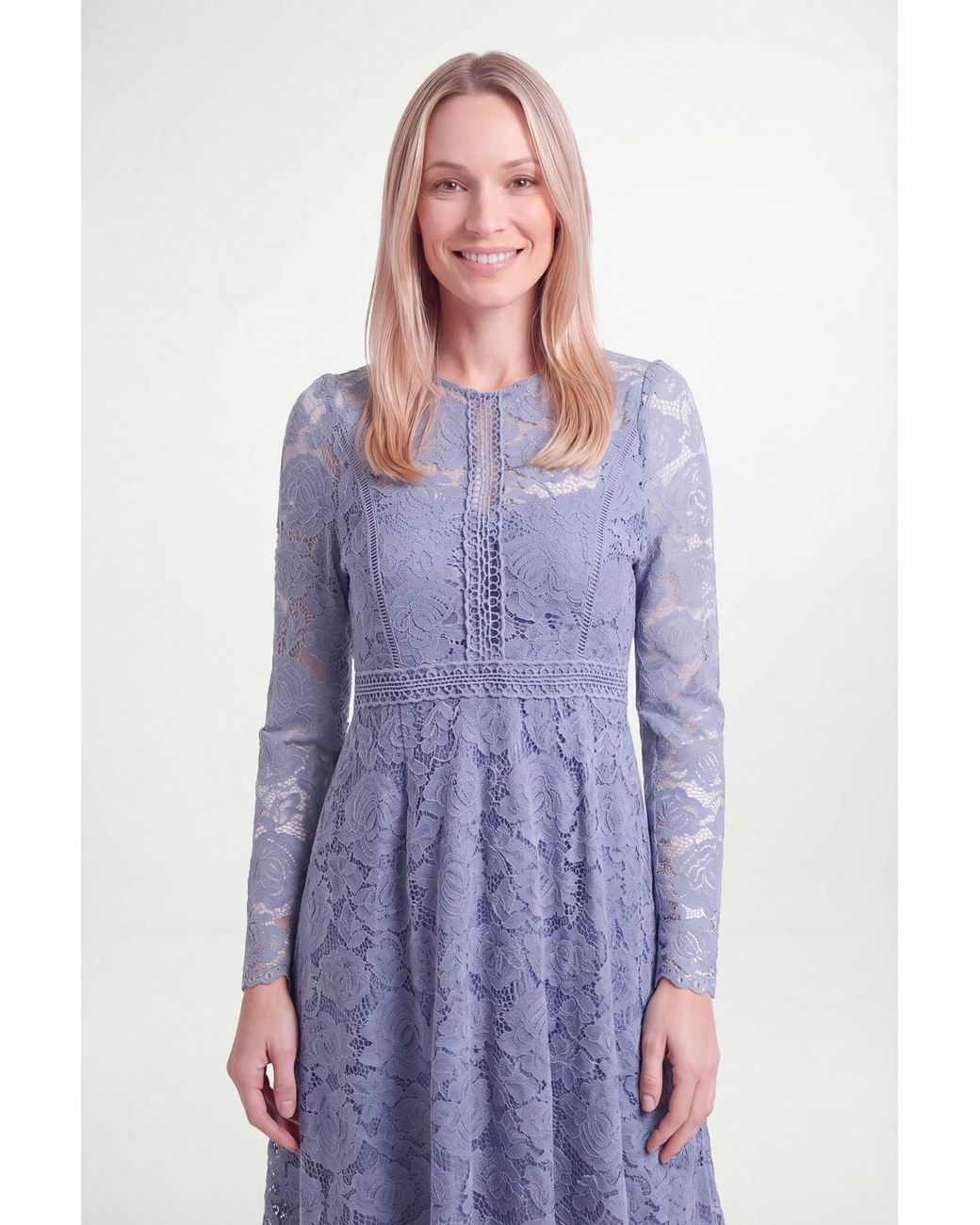Wallis Blue Petite Lace Fit & Flare Midi Dress