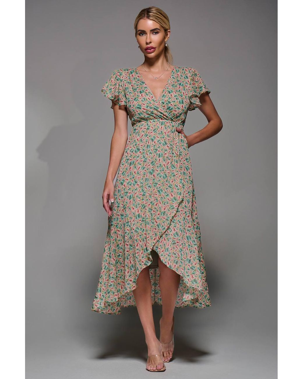 Jolie Moi Gray Petite Hi-Low Dress