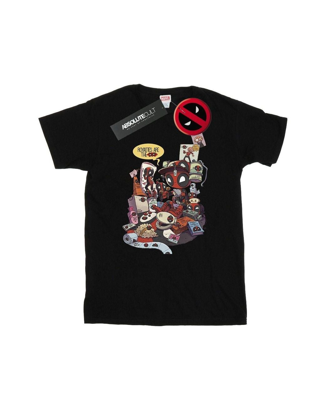 Marvel Black Deadpool Merchandise Royalties T-Shirt for men