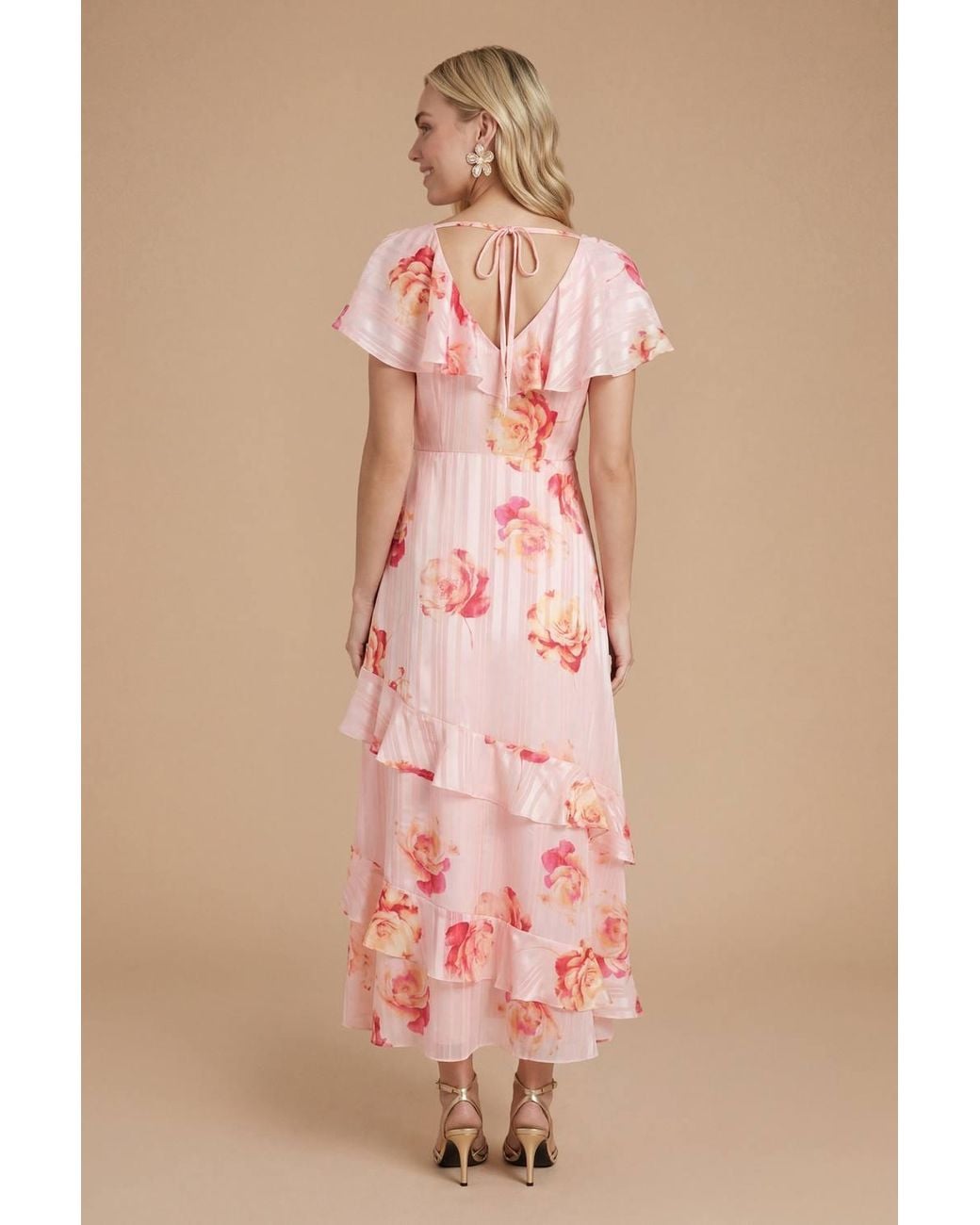 Dorothy Perkins Natural Dp Luxe Cape Ruffle Midi Dress