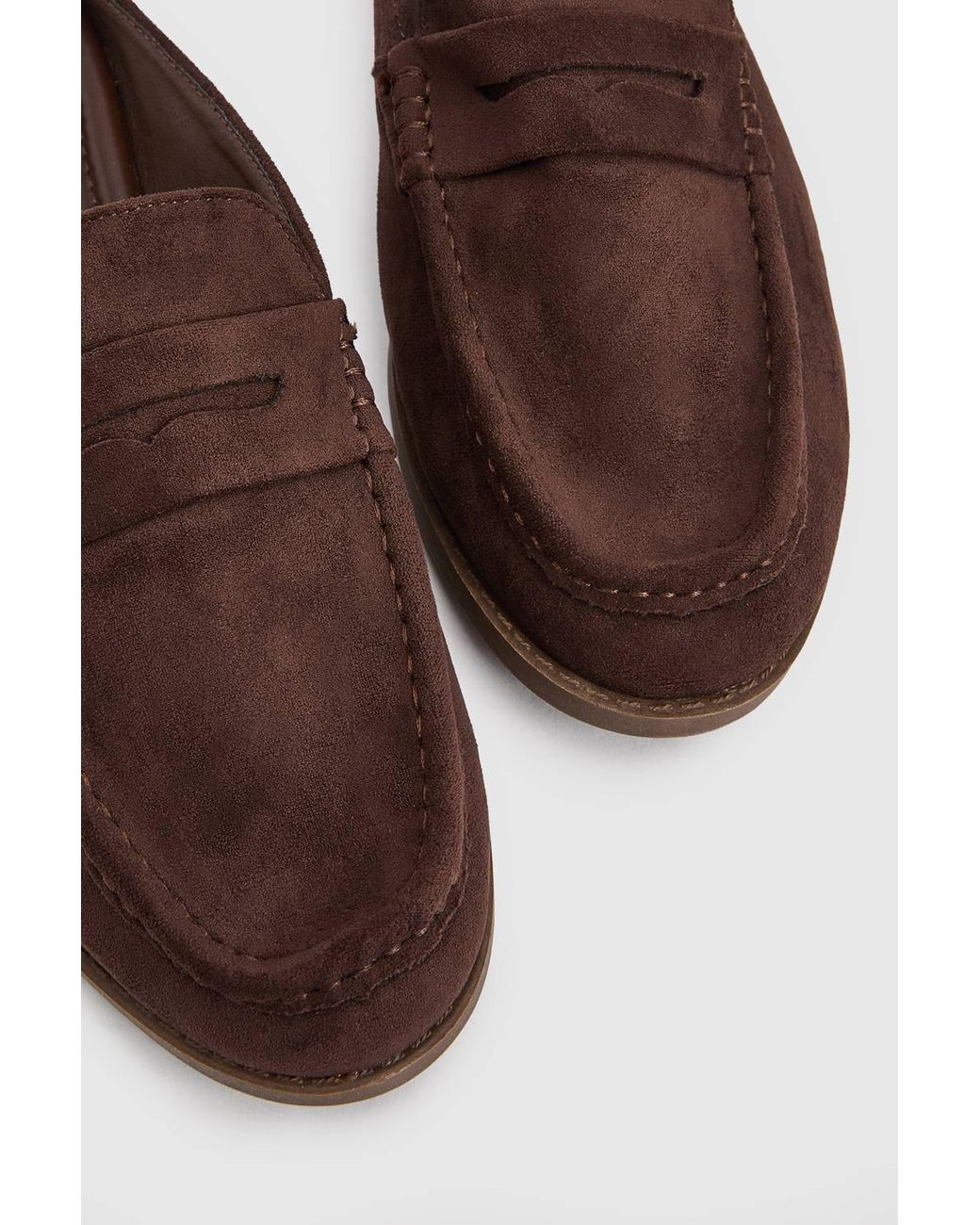 Oasis Brown Raeghan Faux Suede Loafer Style Footbed Flat Mules