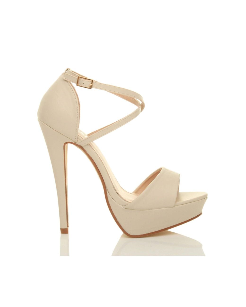 AJVANI Metallic High Heel Crossed Straps Platform Sandals