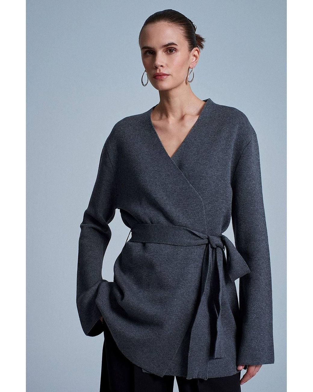 Dilvin Blue Acrylic Wool Blend Cardigan