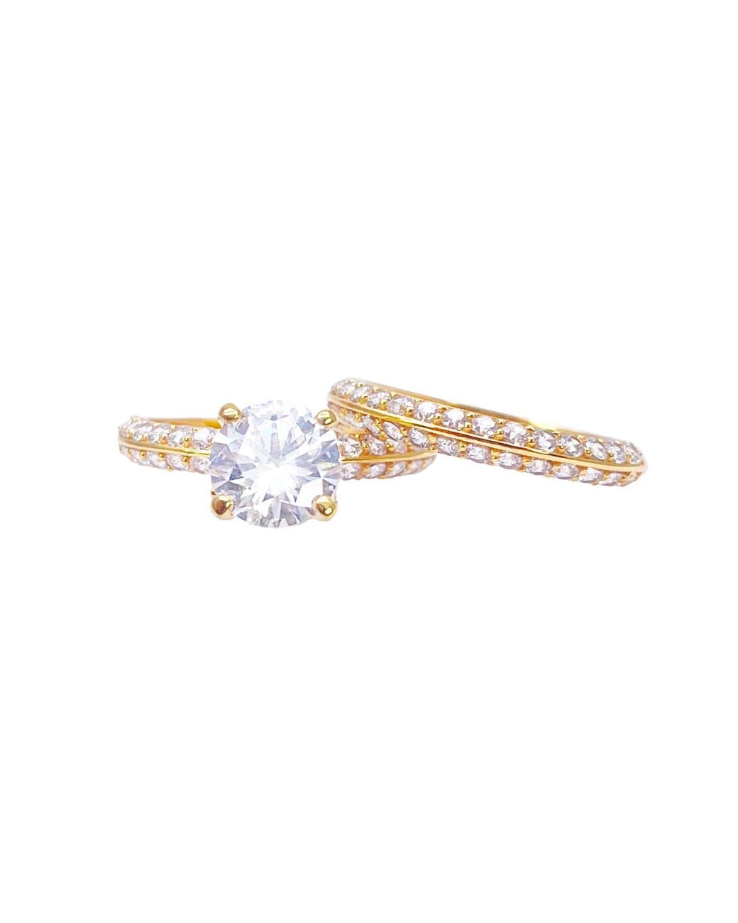 Raina Jewels Metallic 22Ct 4-Claw Half Eternity Engagement Ring & Matching Band