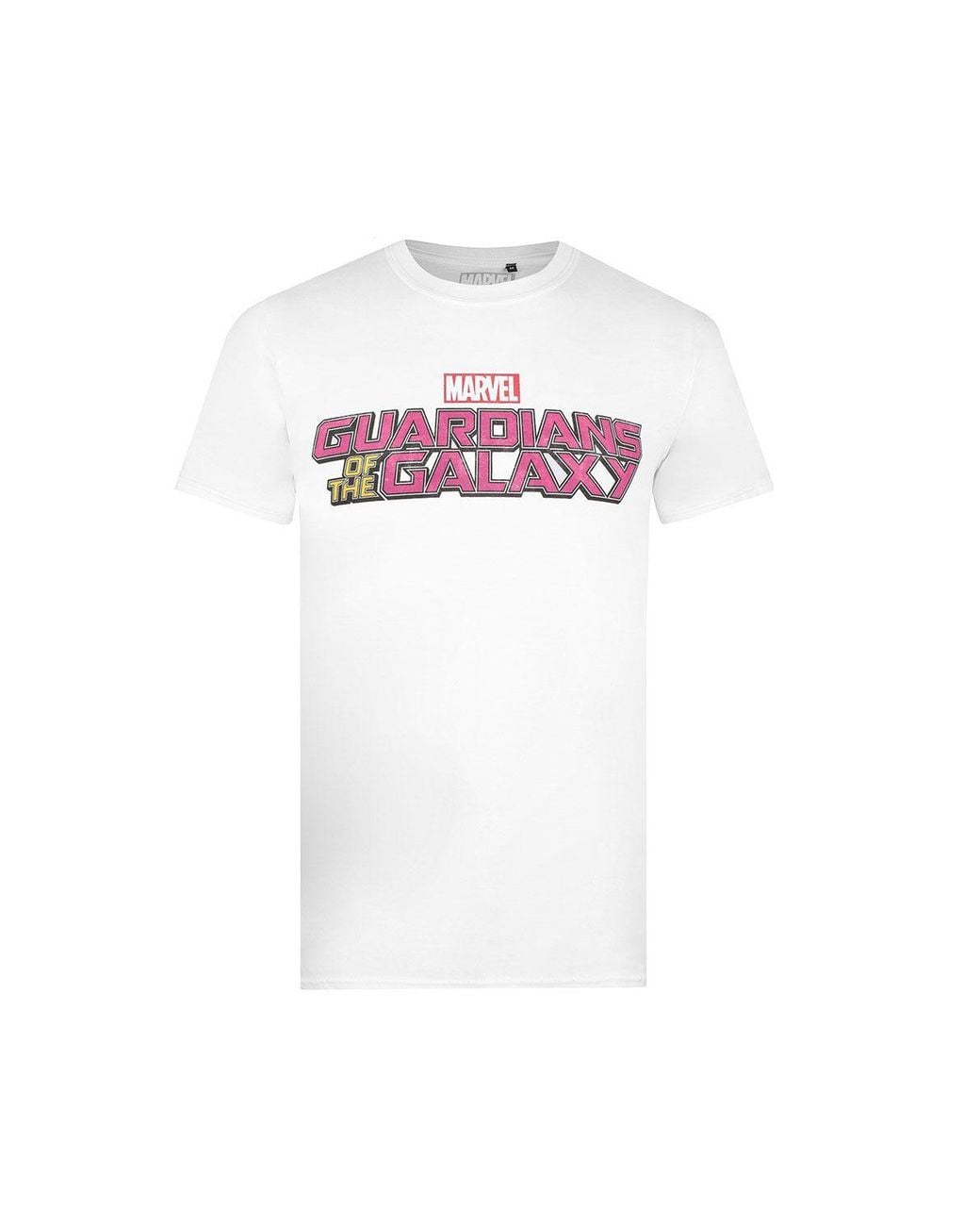 Marvel White Gotg Text Logo Cotton T-Shirt for men