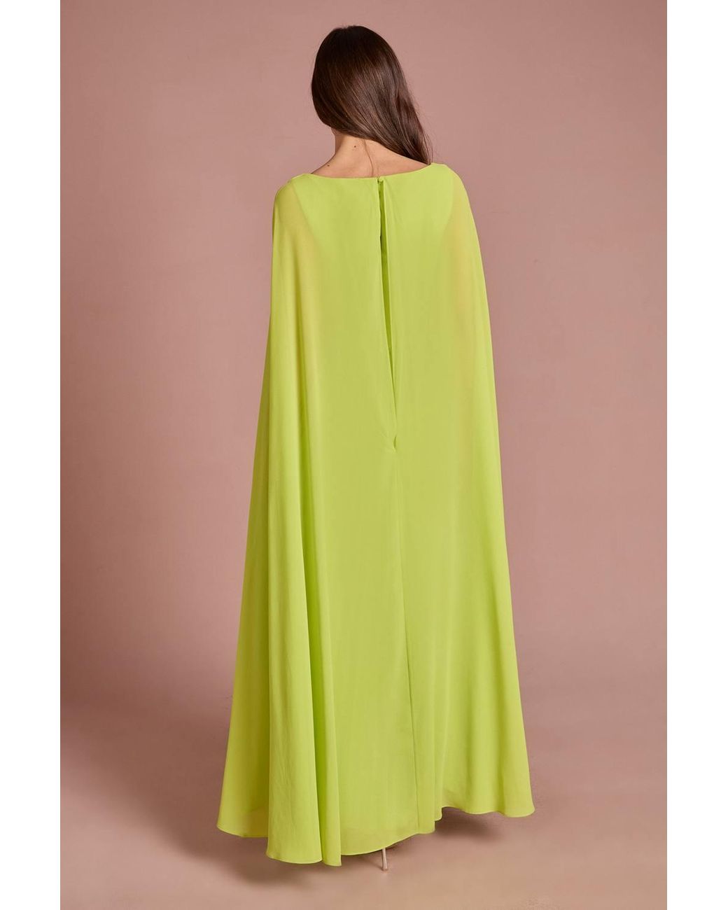 Coast Green Cape Sleeve Sweetheart Neckline Pleated Maxi Dress