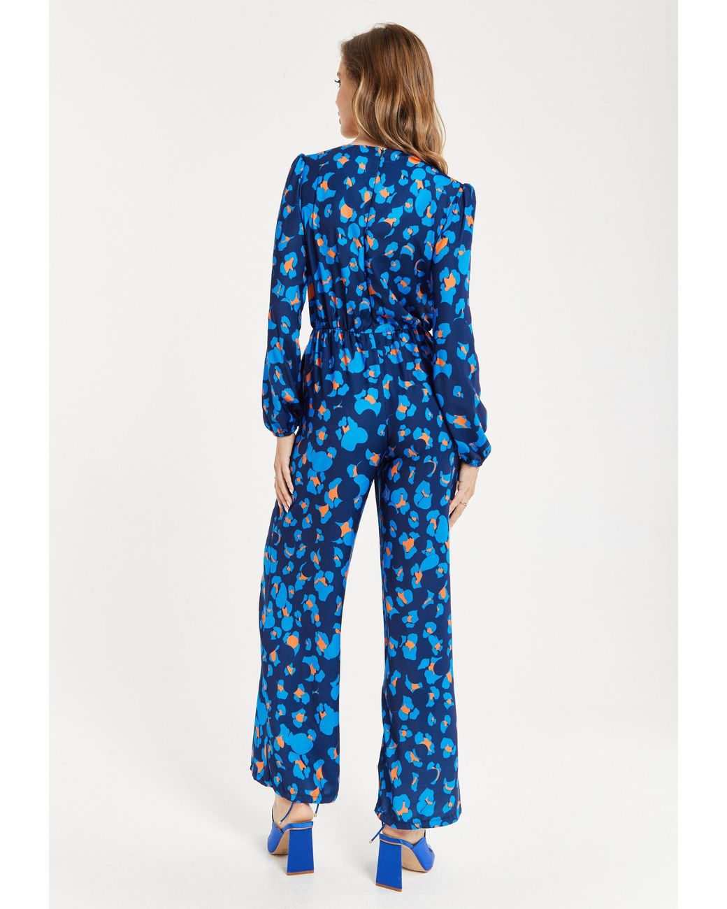 Liquorish Blue Abstract Print Jumpsuit