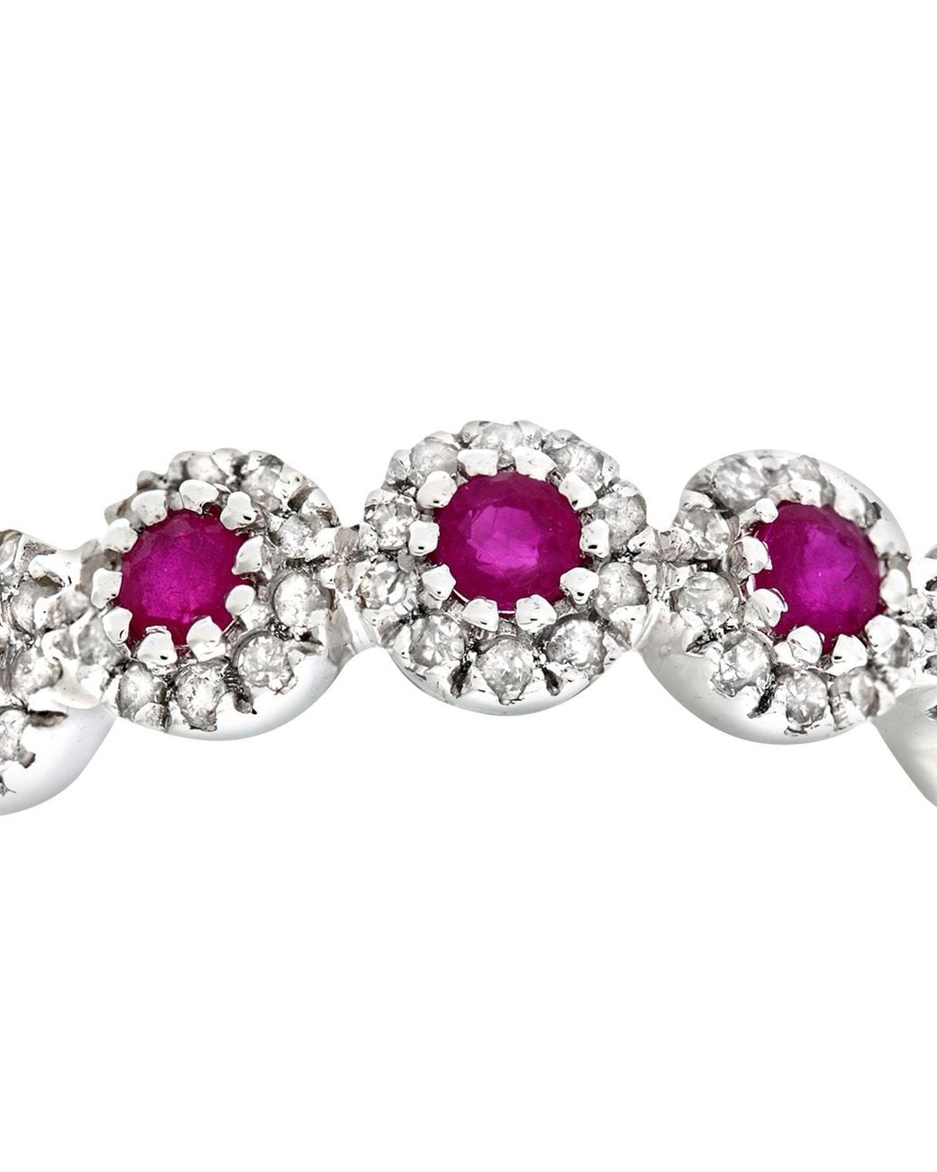 Jewelco London Pink 9Ct Diamond Ruby Bubble Halo Pentalogy Eternity Ring