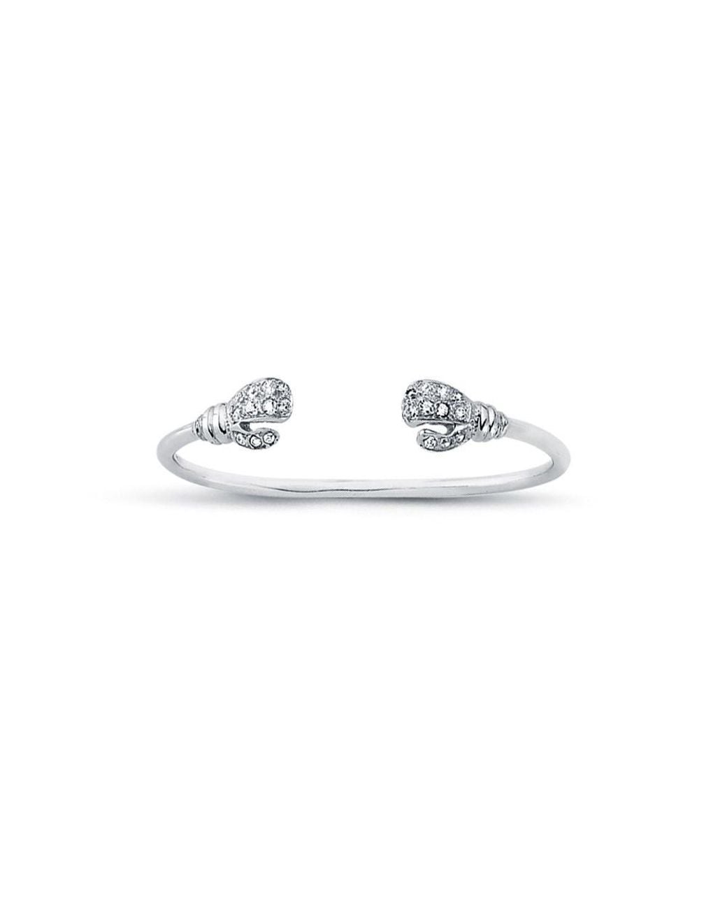 Jewelco London White Sterling Round Cz Boxing Glove Baby Bangle Bracelet 2.5Mm