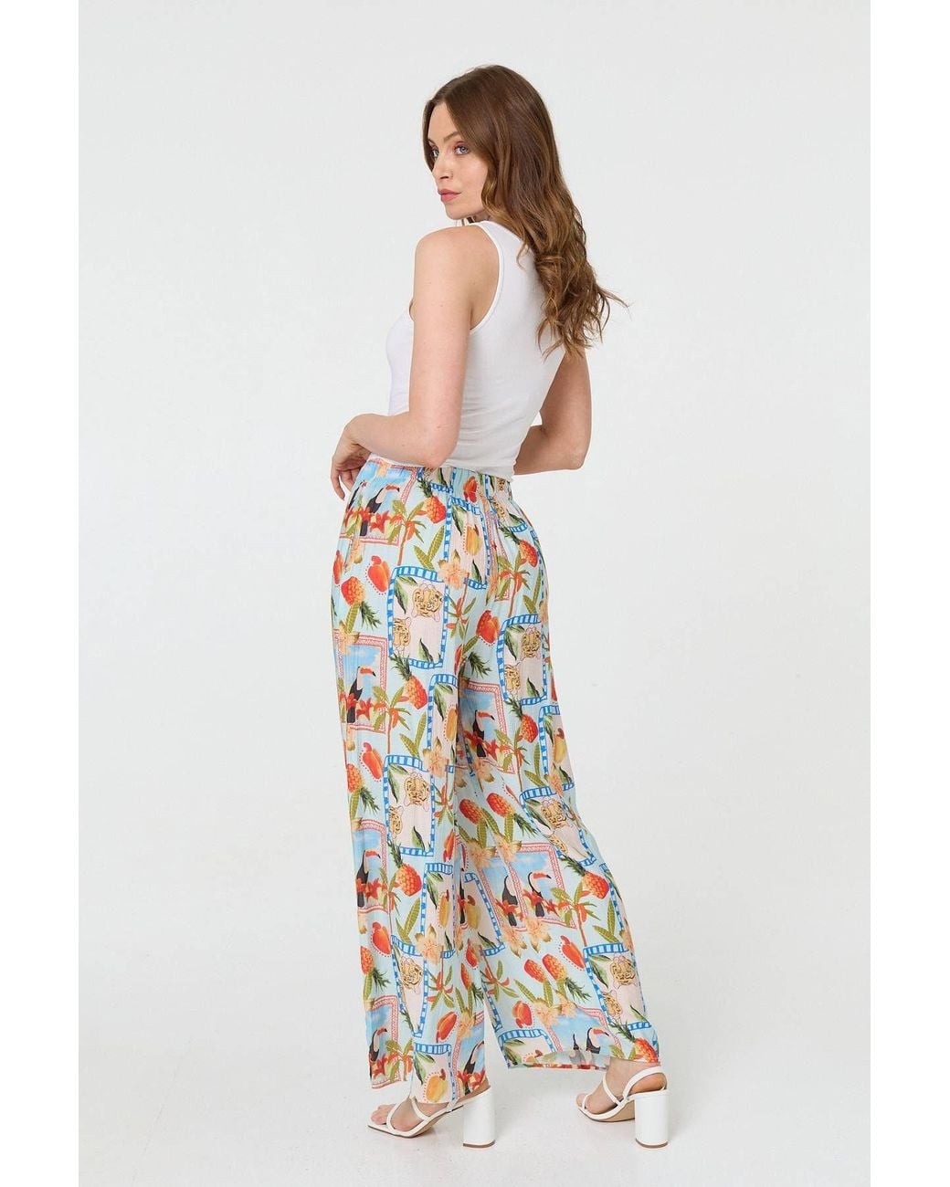 Izabel London White Patchwork Relaxed Wide Leg Trousers