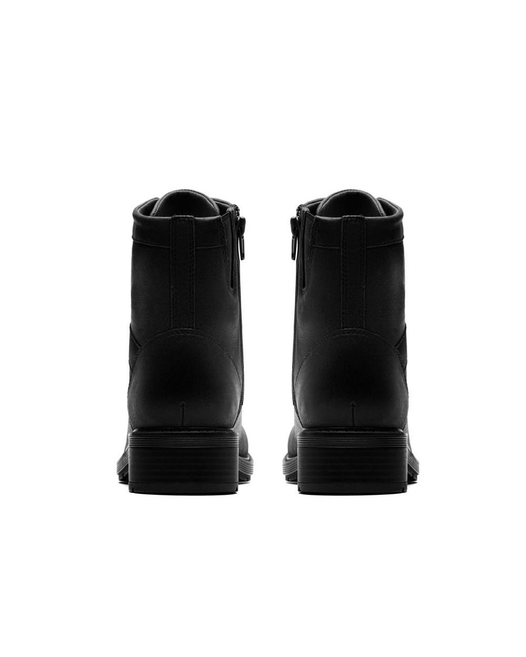 Clarks Black Hearth Parker Leather Ankle Boots, Lace Up