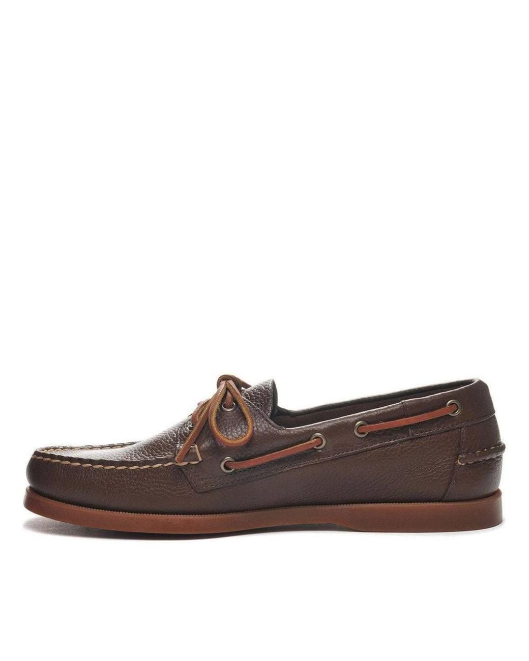 Sebago Brown Portland Martellato Full Grain Leather Boat Shoes for men