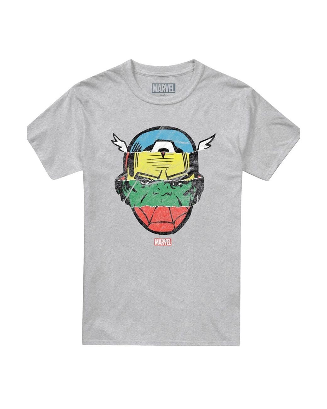 Marvel Gray Avengers Faces T-Shirt, Athletic Heather