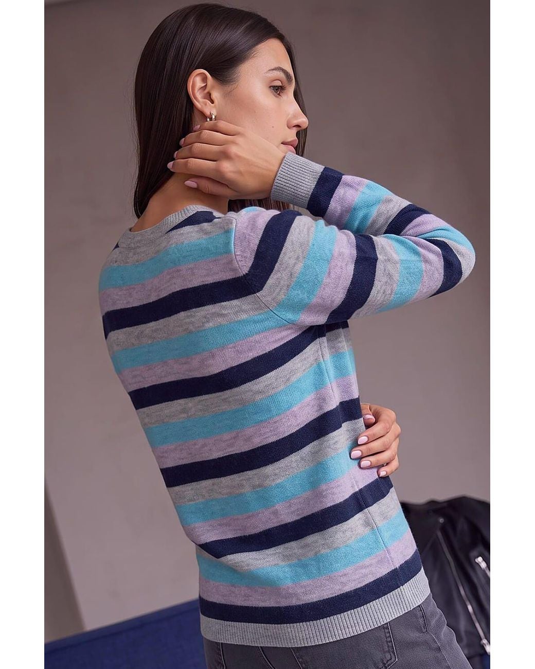Roman Blue Stripe Soft Knit Jumper