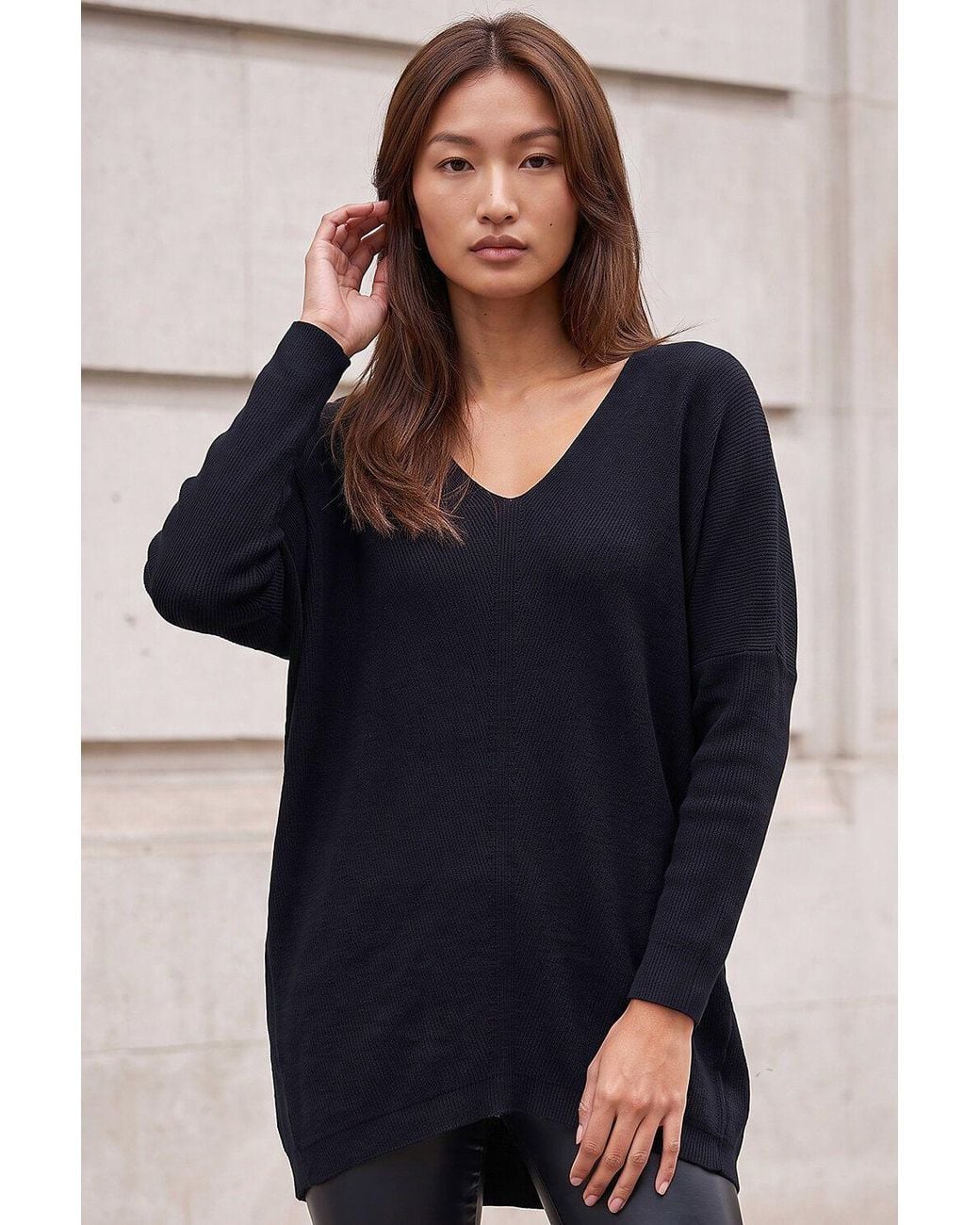 Roman Blue Animal Print Tie Back V-Neck Jumper