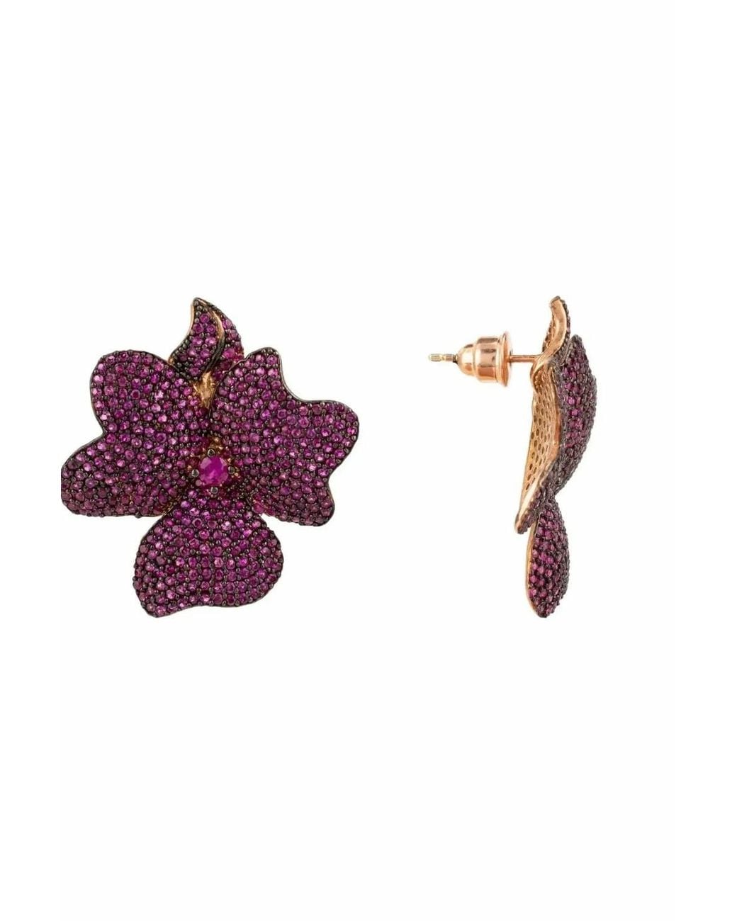 Latelita London Purple Flower Large Stud Earrings Ruby Rose