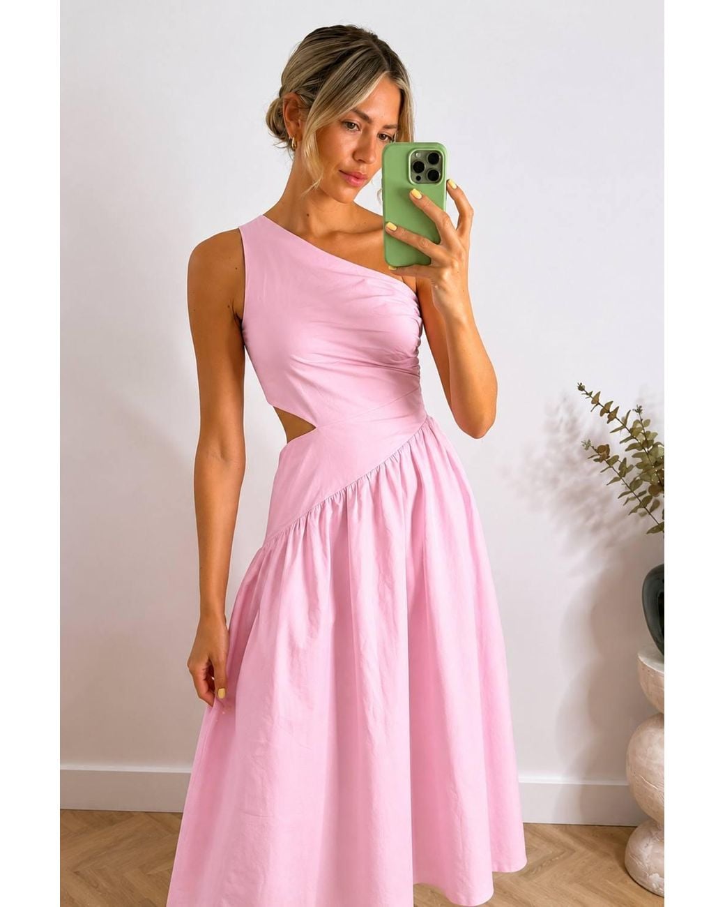 Style Cheat Pink Jasmine Cut Out One Shoulder Dress