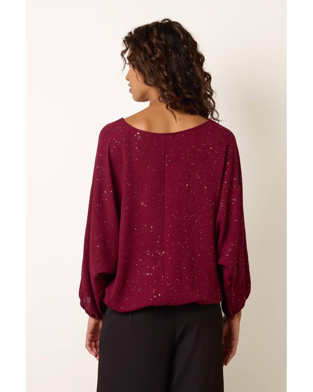 Blue Vanilla Red Long Sleeve Round Neck Blouse