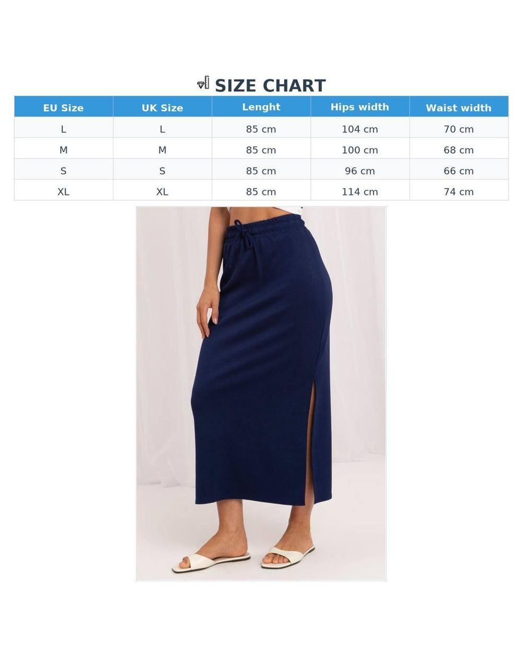 Love Lace Blue Everyday Viscose Knitted Skirt With Side Slit