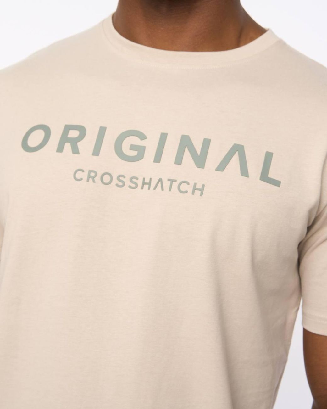 Crosshatch White Bardon Crew Neck Cotton T-Shirt With High Build Chest Print for men
