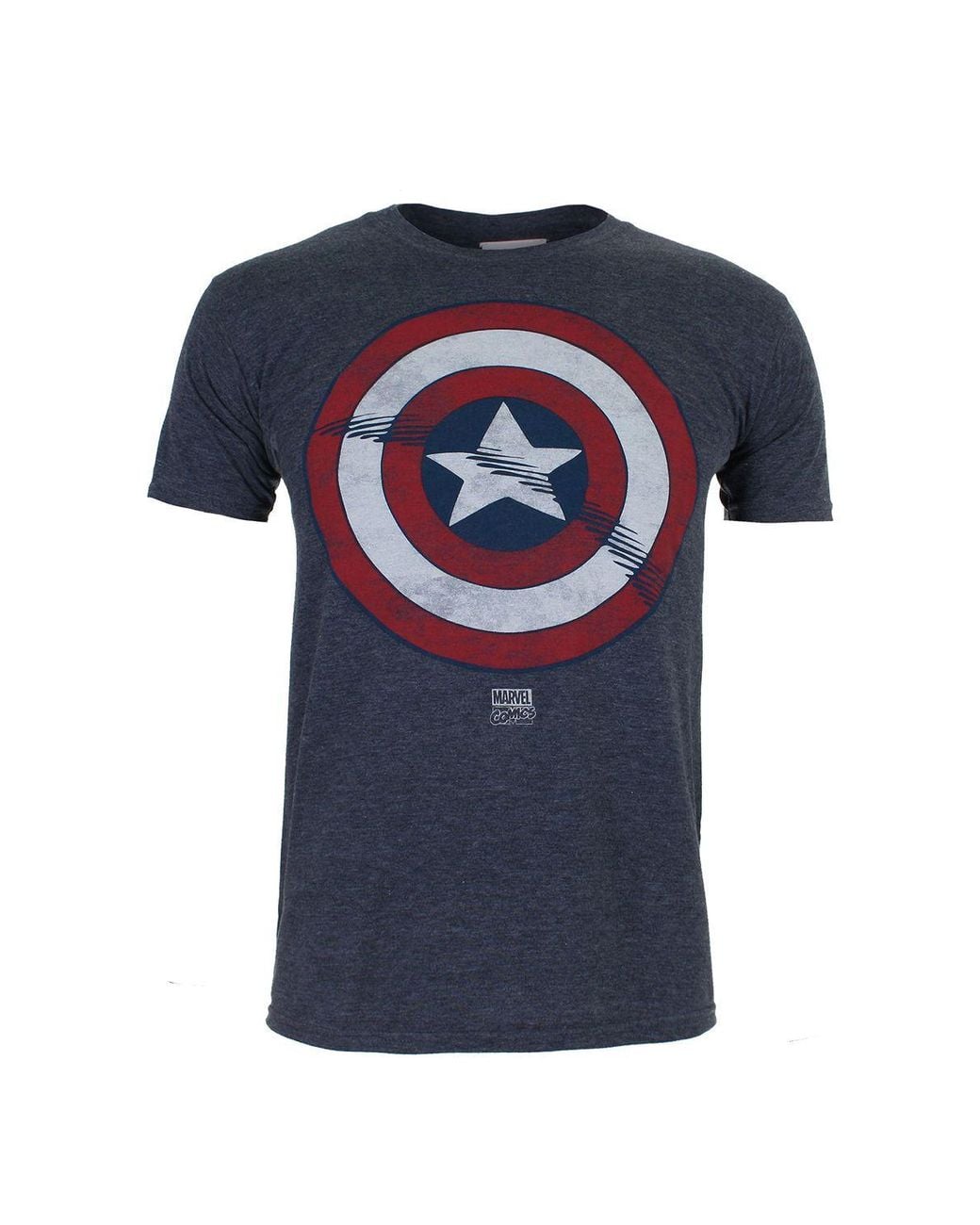 Marvel Blue Captain America Shield Cotton T-Shirt for men