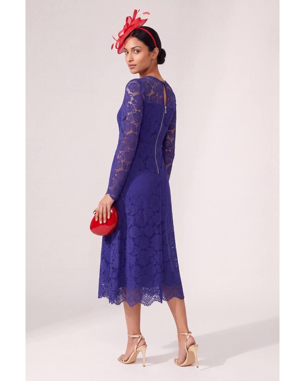Wallis Purple Petite Lace Fit & Flare Midi Dress