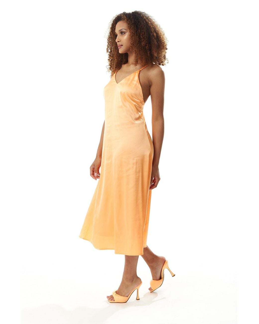 Liquorish White Satin Midi Dress