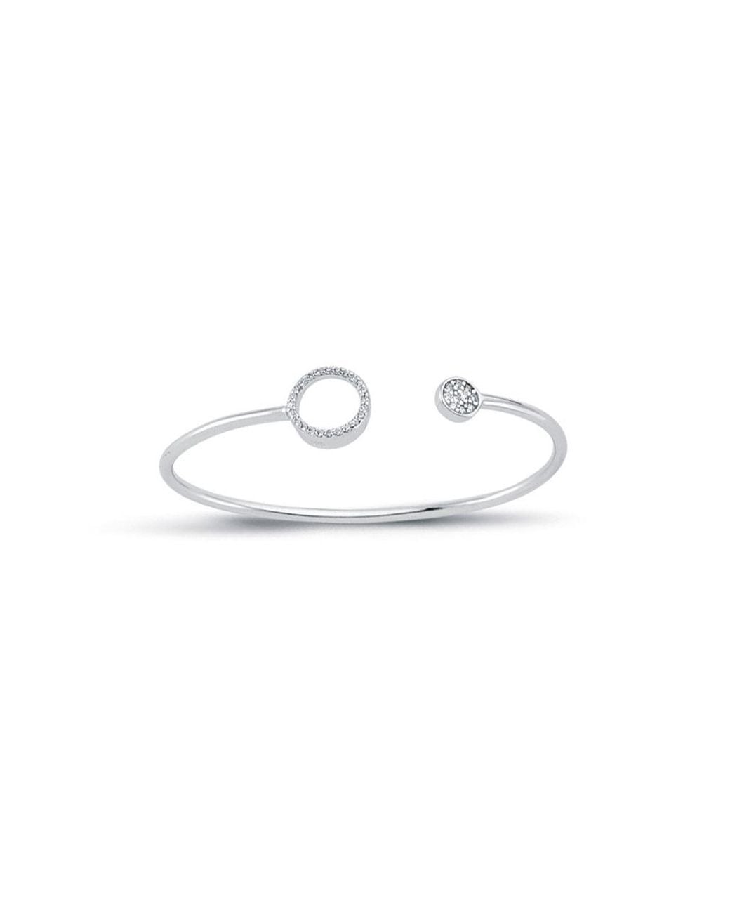 Jewelco London White Sterling Cz Circle Of Life Halo Baby Bangle Bracelet 1.6Mm
