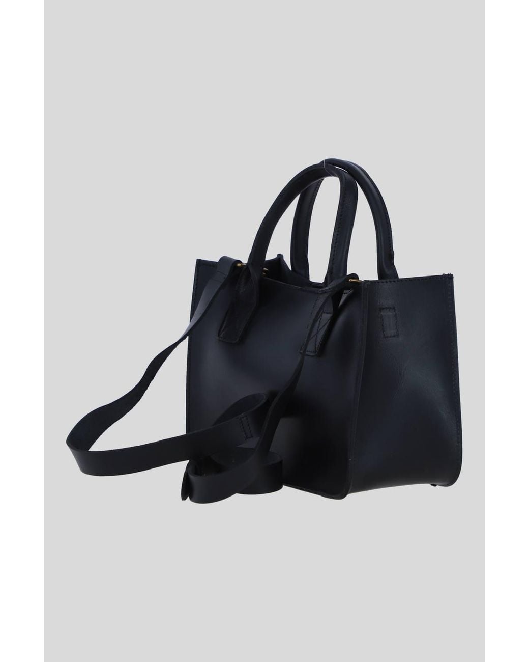 Ashwood Leather Black Leather Small Structured Tote Bag With Detachable Strap & Pouch