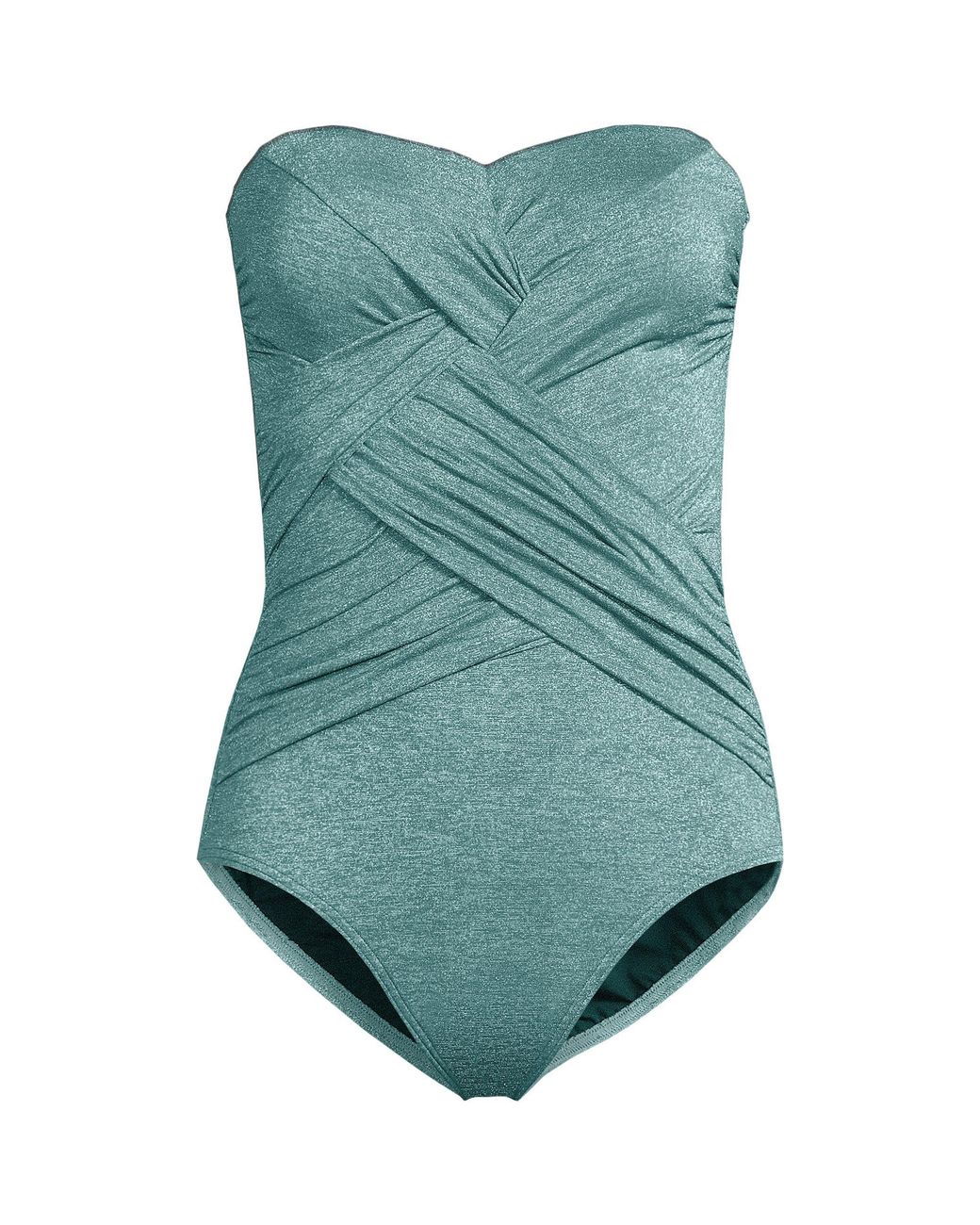 Lands' End Blue Bandeau Slender Swimsuit