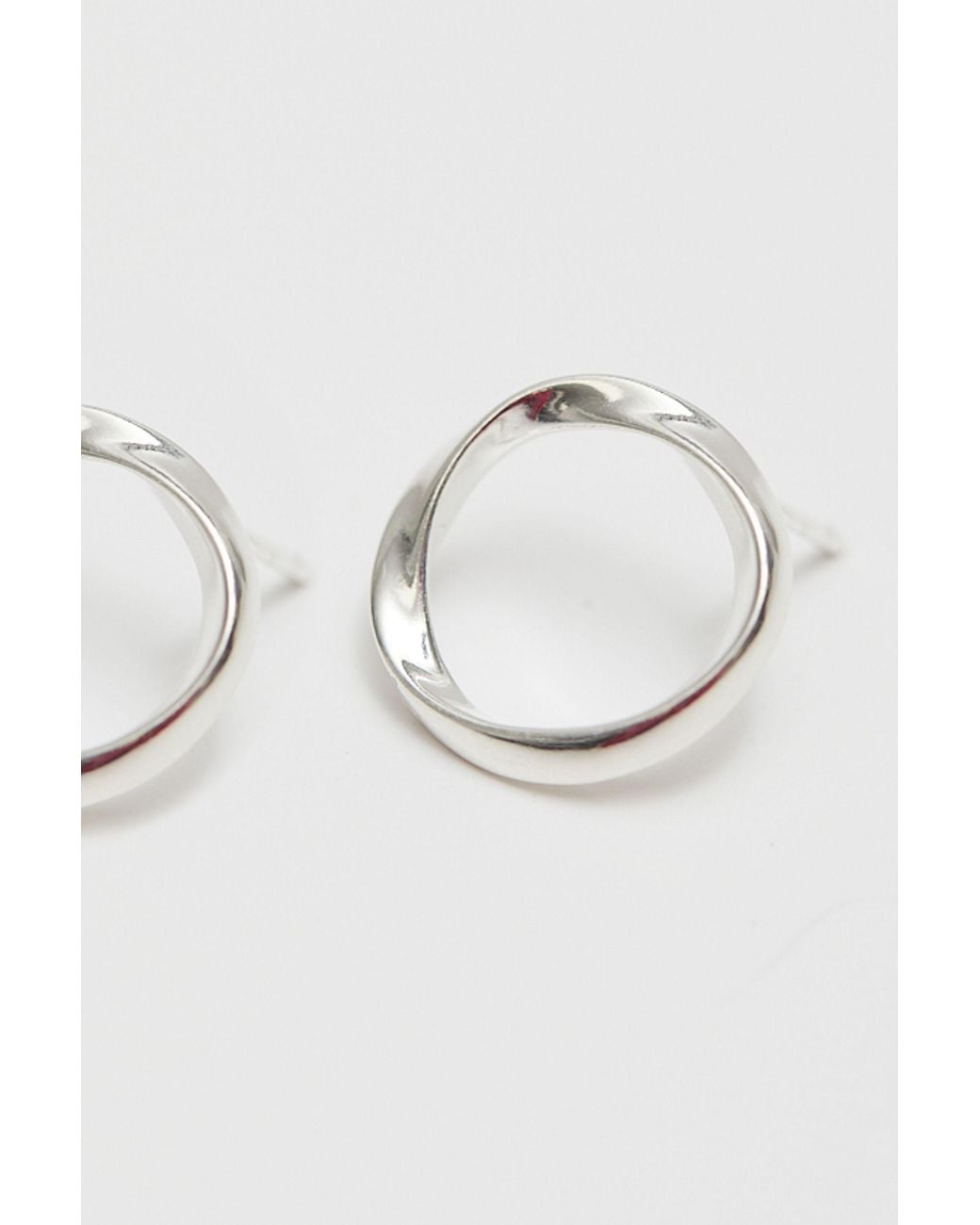 Simply Silver Metallic Sterling Plated Polished Open Circle Earrings