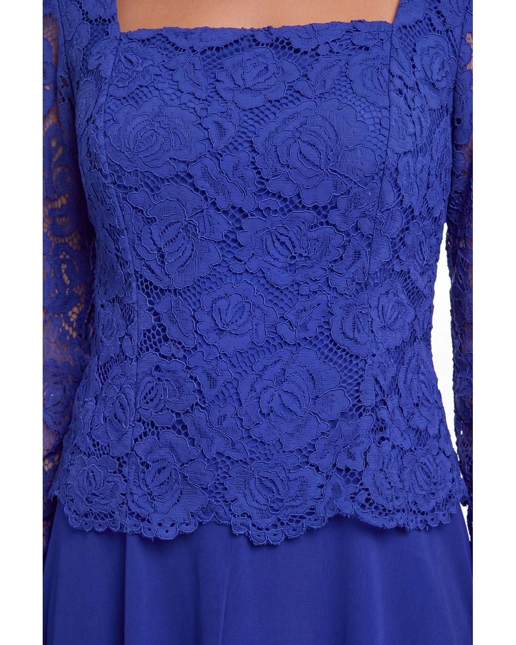 Wallis Blue Petite Lace Overlay Midi Dress