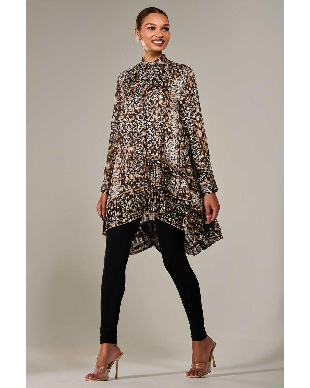 Jolie Moi Natural Dipped Hem Shirt Midi Dress
