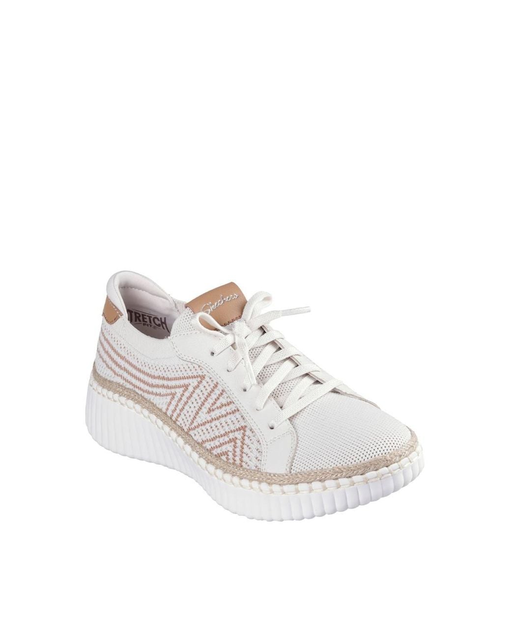 Skechers White Wilshire Blvd Bellevue Two-Tone Knit Slip-On Trainers