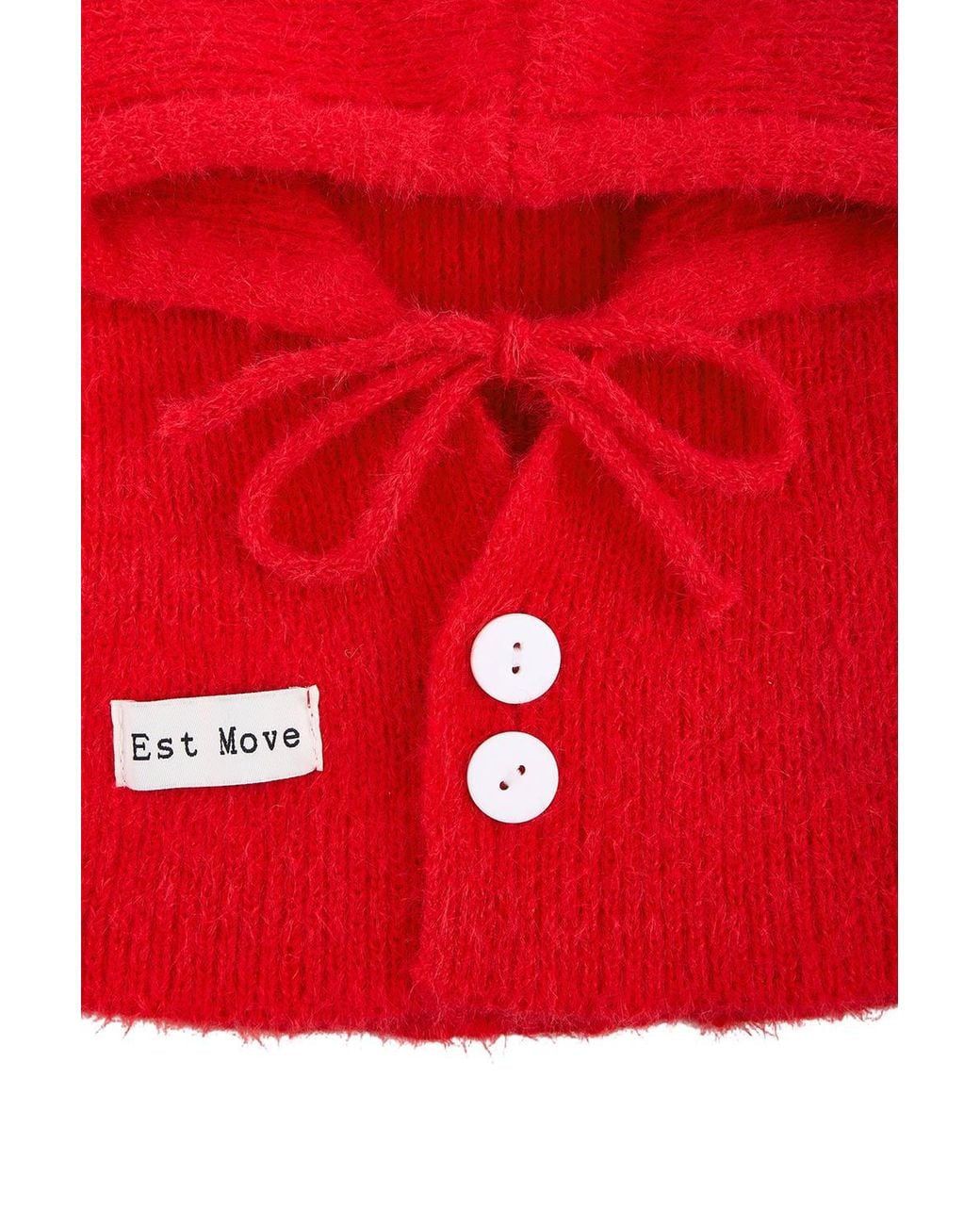 MODISHION Red 2-In-1 Adjustable Knitted Balaclava Hooded Scarf Winter Hat