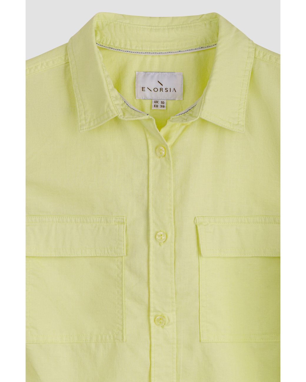 Enorsia Yellow Relaxed Fit Cotton-Linen Shirt
