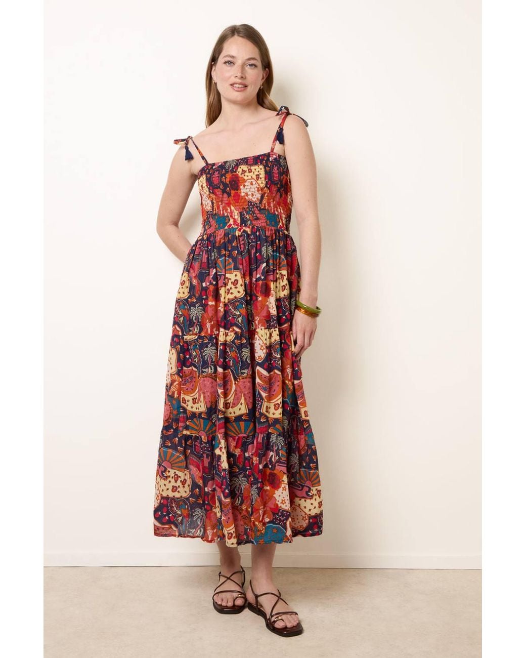 Blue Vanilla Blue Shirred Waist Sleeveless Slip On Square Maxi Dress