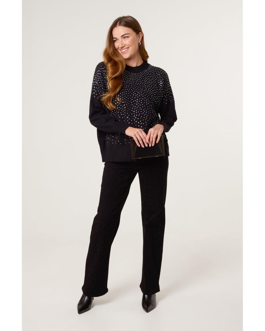 Blue Vanilla Black Long Sleeve Round Neck Jumper