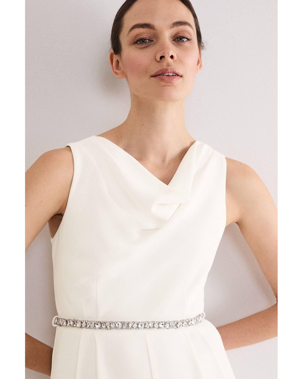 Phase Eight Natural Rubiana Jeweled Wide-Leg Jumpsuit