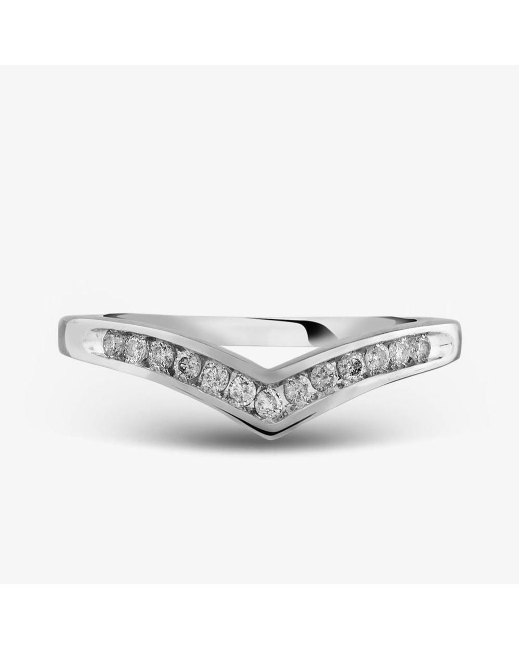 T.H.Baker Metallic 9Ct 0.12Ct Diamond Wishbone Half Eternity Ring
