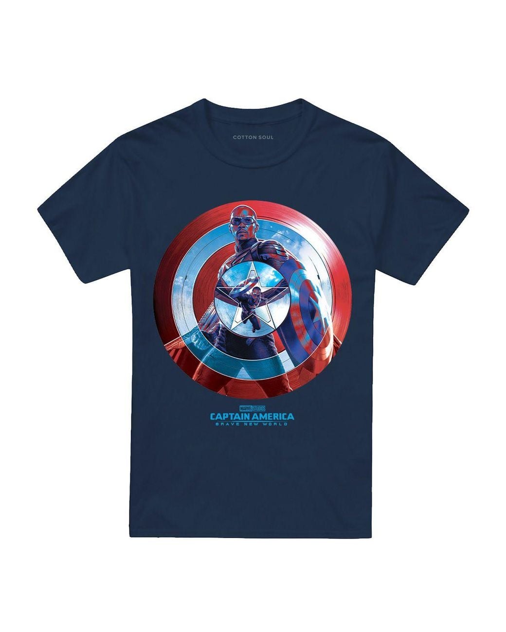 Marvel Blue Captain America Brave New World Sam Wilson T-Shirt