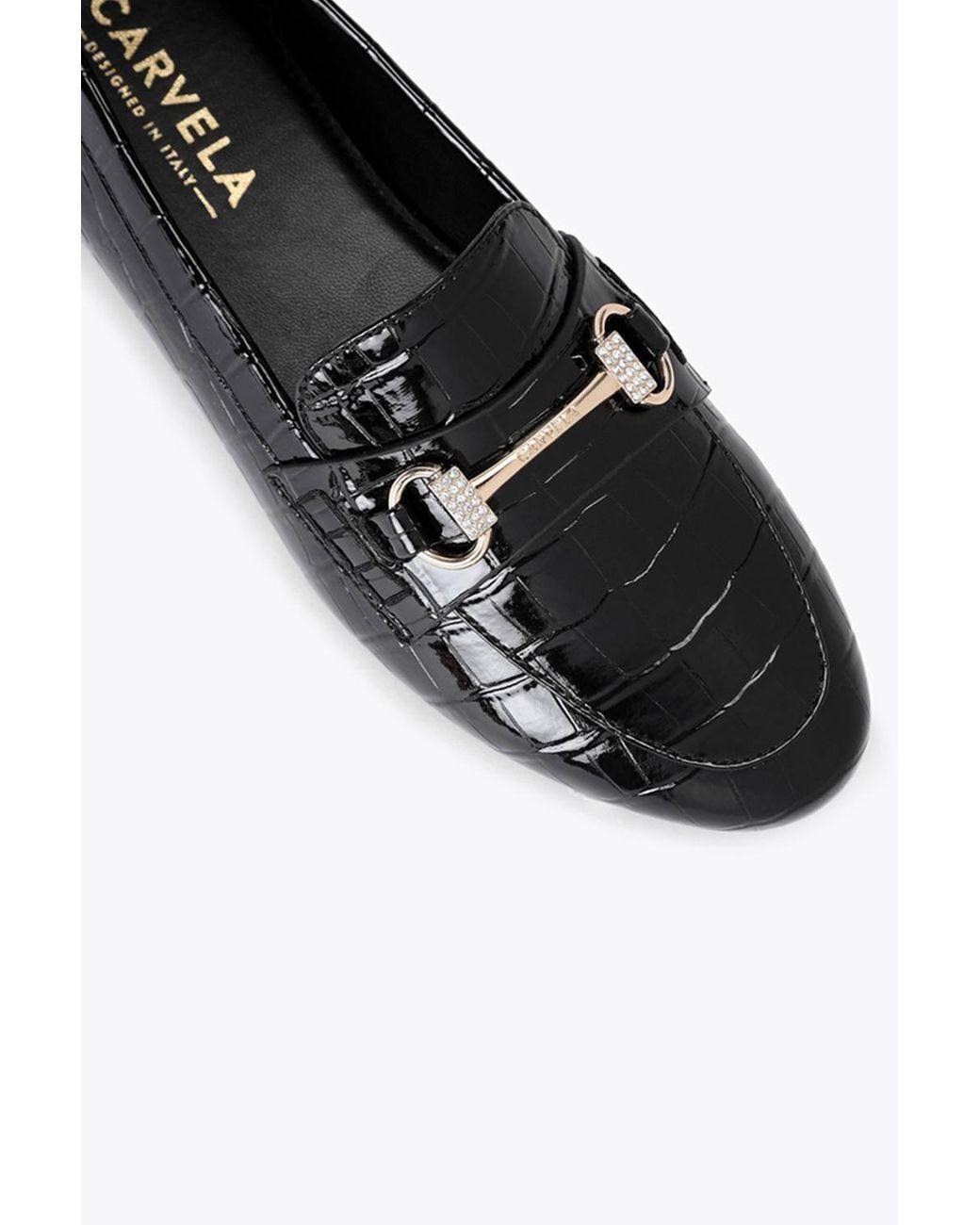 Carvela Kurt Geiger Black 'Valentina' Croc Print Flats
